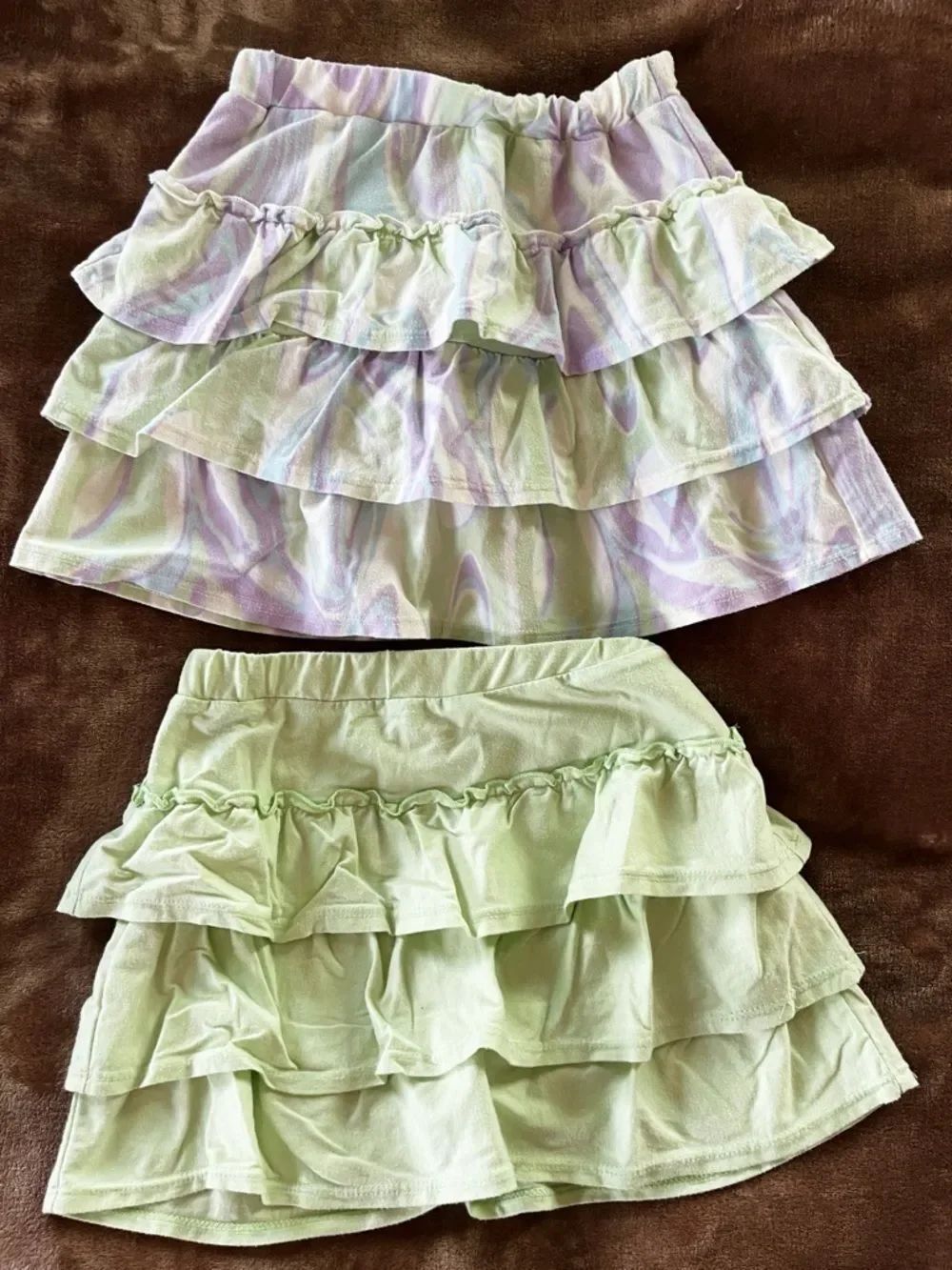 Garanimals Set of 2 Girl’s Pastel Green and Lavender Tiered Ruffle Skorts Size 7